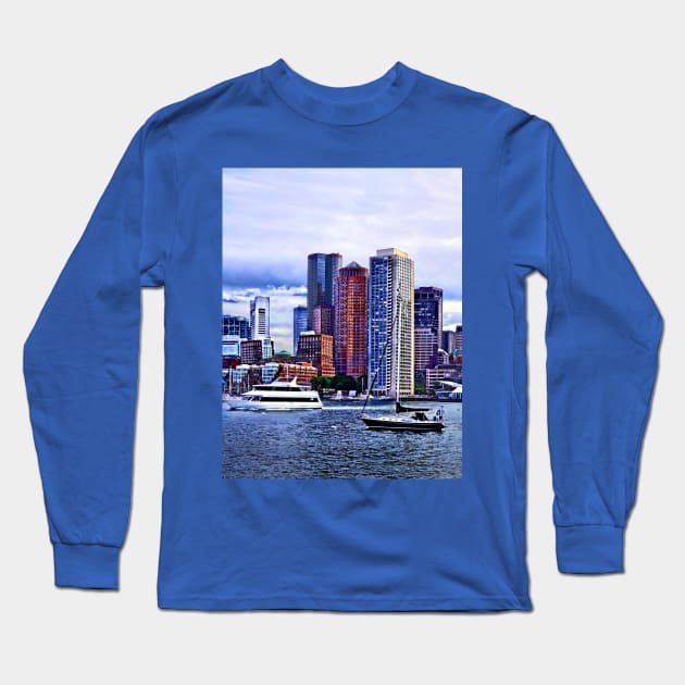 Boston MA - Inner Harbor Near New England Aquarium Long Sleeve T-Shirt by SusanSavad